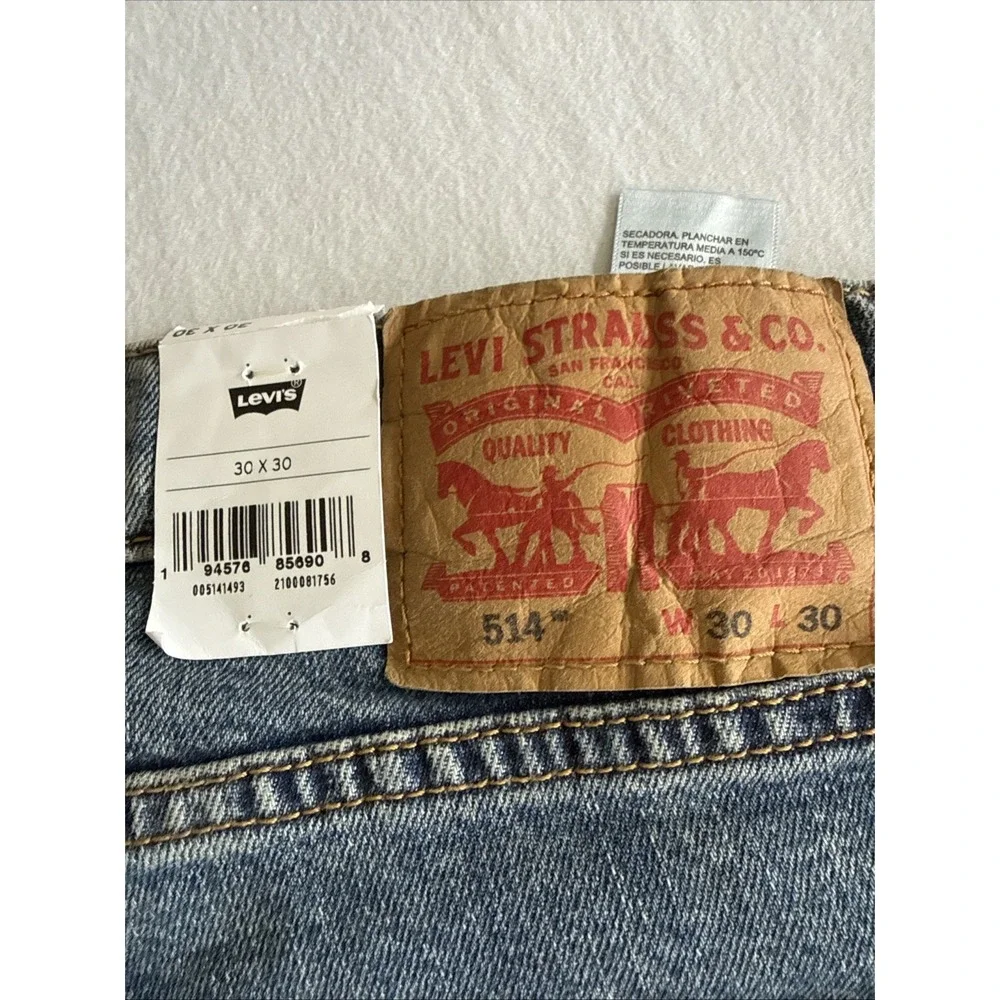 Levis 514 Mens Straight Fit Jeans Blue Denim 30x30 NWT